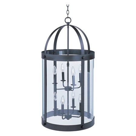 Maxim Eight Light Bronze Clear Glass Foyer Hall Pendant 21556CLBZ